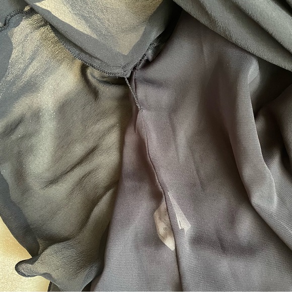 AX Armani Exchange 100% Silk Black Ruffle Babydoll Camisole Mini Dress ✨ - Picture 10 of 12